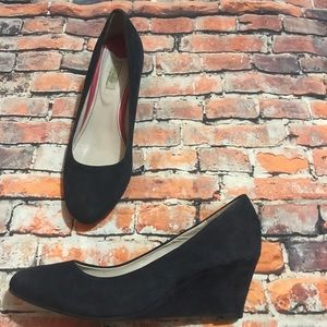 Boden Dark Blue Suede Wedge Shoes